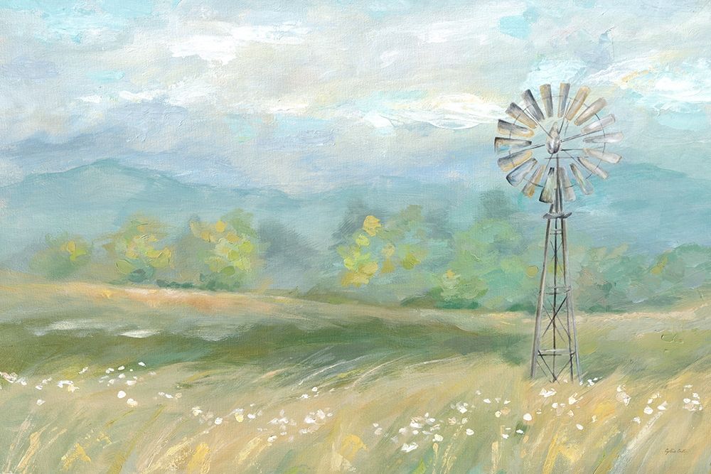 Country Meadow Windmill Landscape Poster Print by Cynthia Coulter - Item # VARPDXRB12982CC