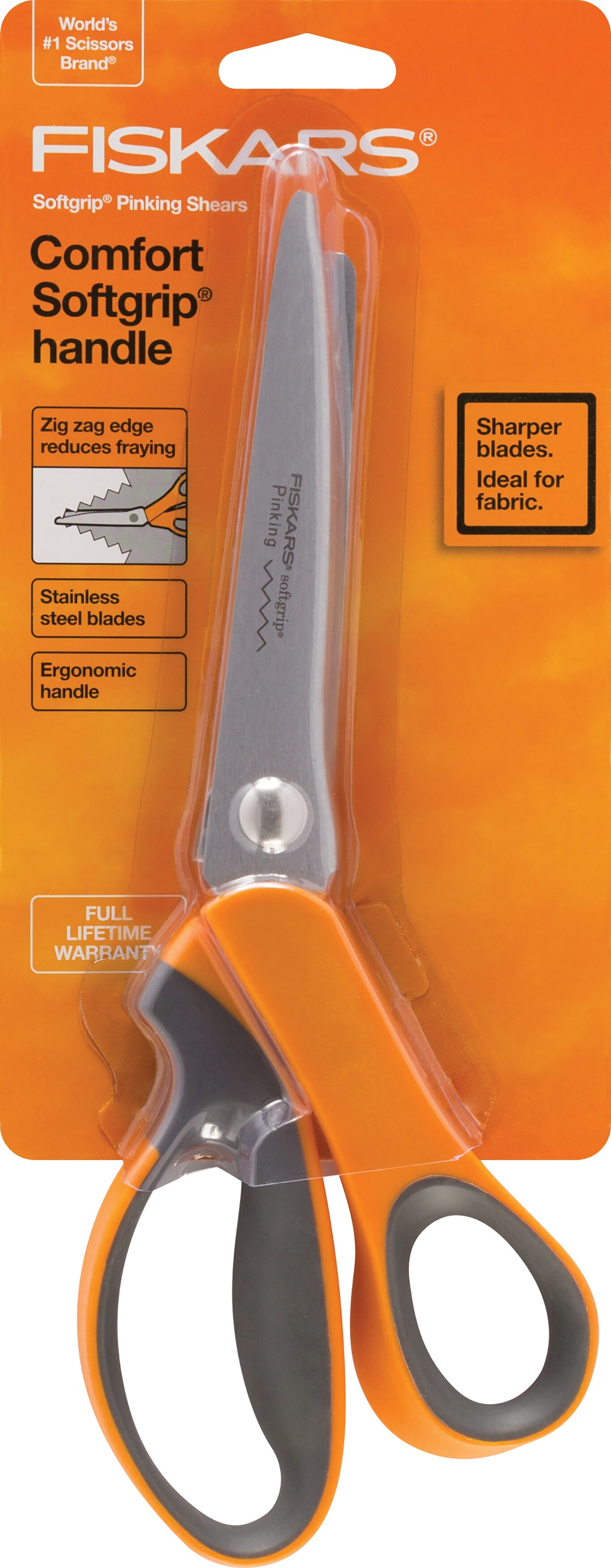  Fiskars 8 Softgrip Pinking Scissors,Orange,9.5 long