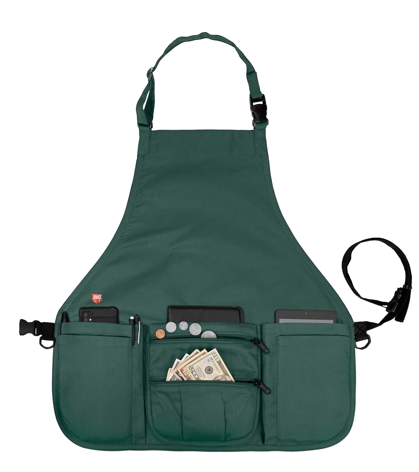 Smart Apron Bib Apron 7 Pockets with Zippers Adjustable Quick-Release Waistband 60 Inches Long, 16 Reinforced Stress Points for Crafters, Teachers, Artists, Scrap Bookers, Sewing, Concessions