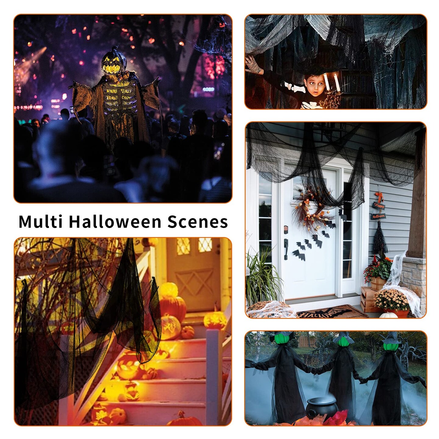 590&#x22; x 30&#x22; Halloween Creepy Cloth Spooky Halloween Decorations Indoor Outdoor Haunted House Party Decor Supplies Backdrops for Garden,Doorways,Yard,Home,Windows