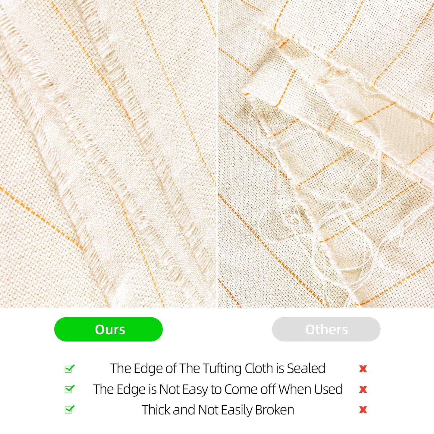 70"x40" Non-Slip Backing Felt Cloth for Tufted Rugs, 59"x39" Tufting Cloth with Yellow Marked Lines for Rug Tufting, Monk Cloth Rug Tufting Kit for Tufting Gun, Punch Needle, Rug Hooking