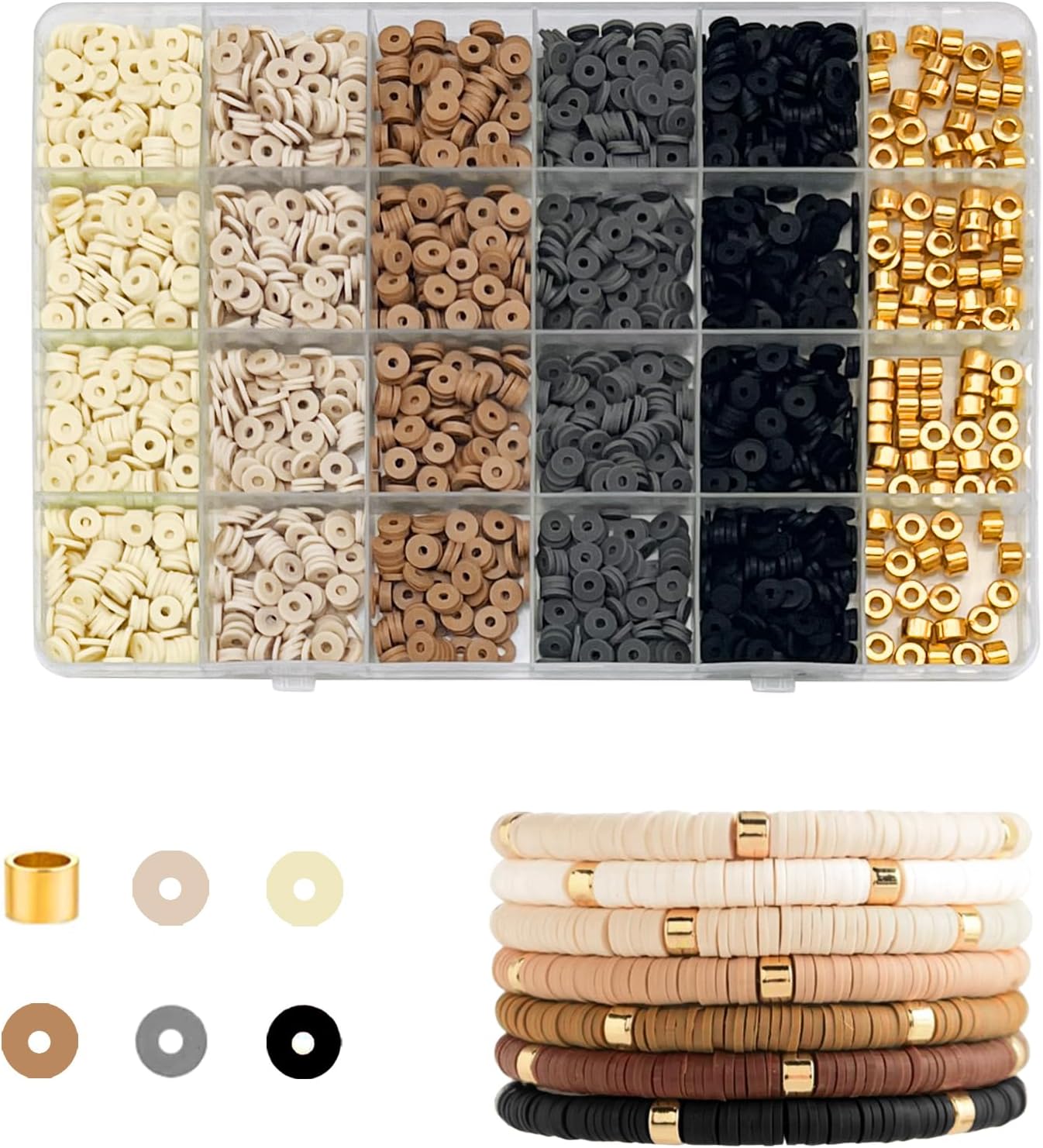 Coffee Bracelets for Women Bracelets Making Kit Clay Beads for Jewelry Making Clay Beads for Bracelets Making Bracelet Clay Bead Kit Friendship Bracelets Making Kit for Girl Clay Beads Beads