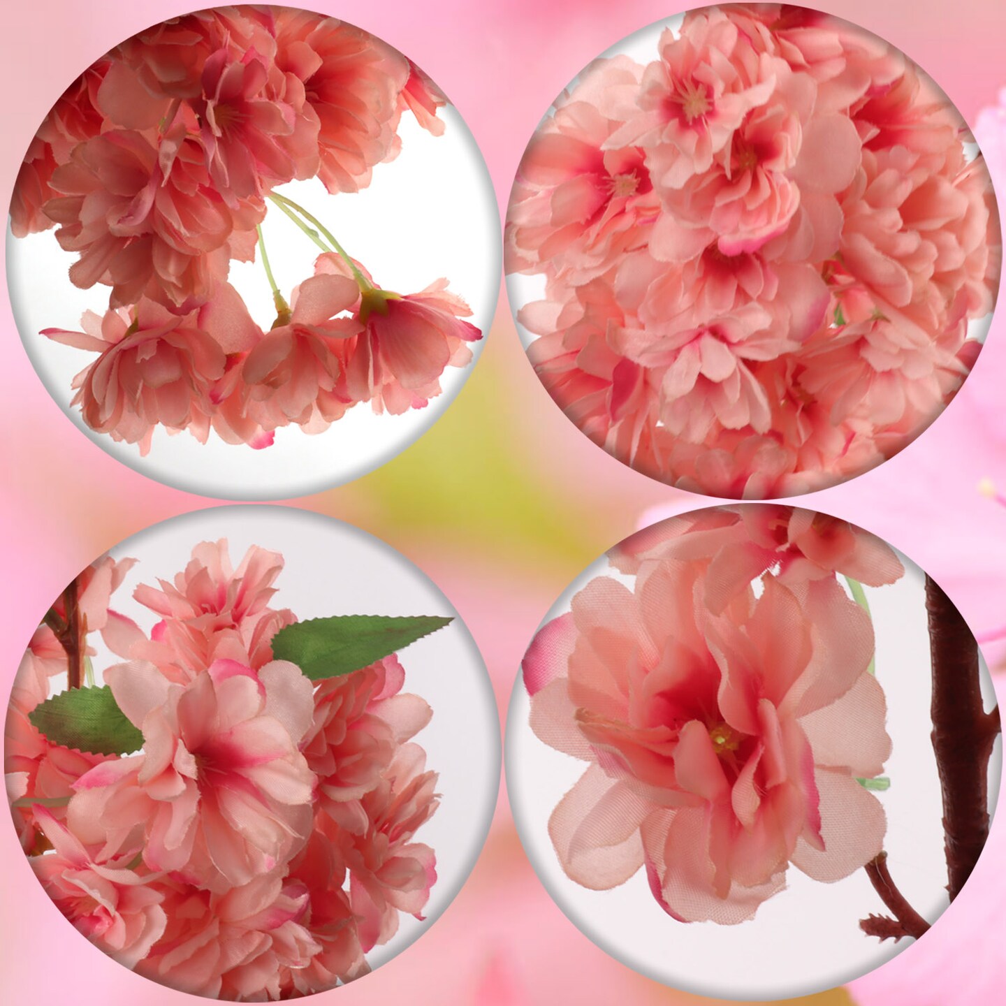 3PC 40&#x22; Pink Cherry Blossom Stems &#x2013; Lifelike Silk Flowers by Floral Home&#xAE; for Decor
