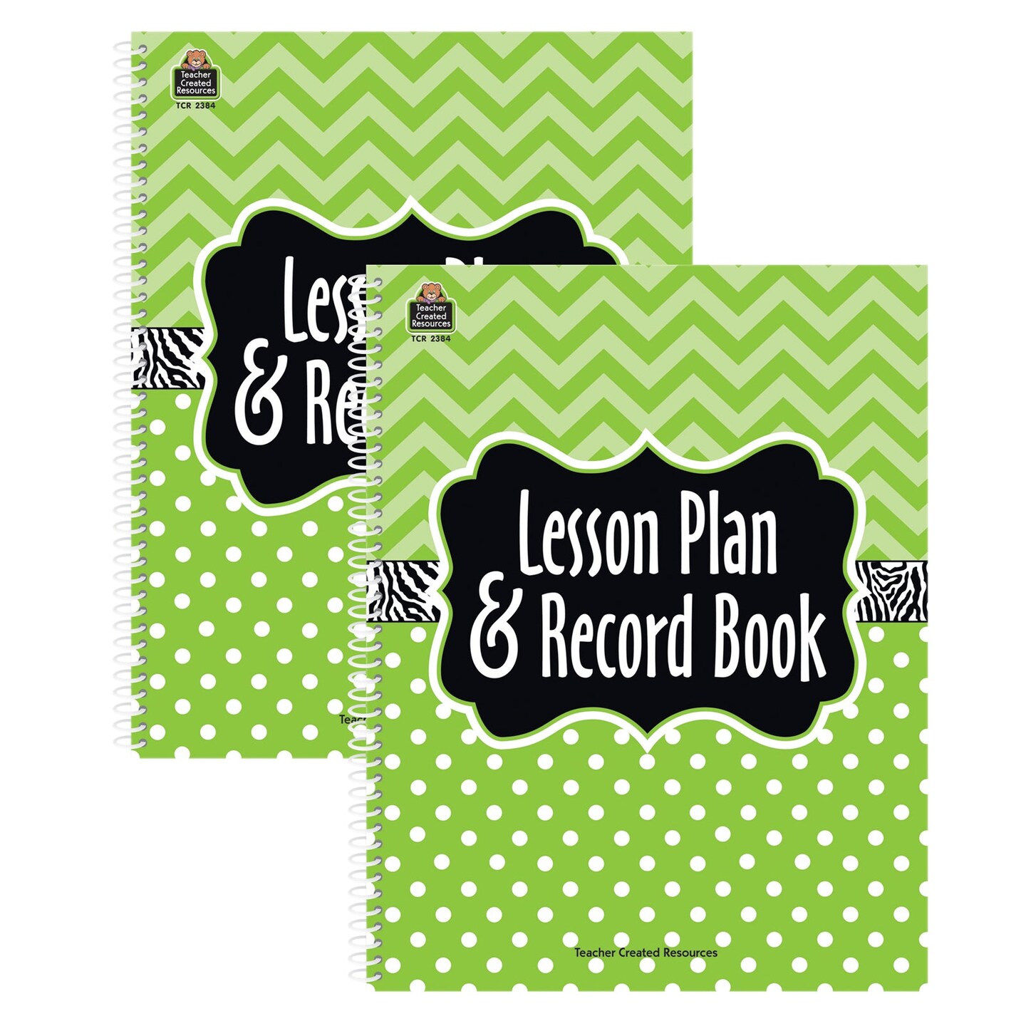 Lime Chevrons and Dots Lesson Plan &#x26; Record Book, Pack of 2