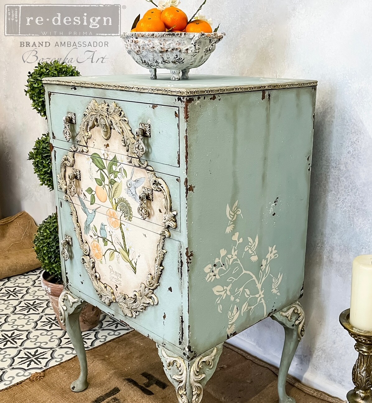 Redesign With Prima Decor Stencils - Hummingbird - 1 pc, sheet size 9&#x22;x12&#x22; 655350656621