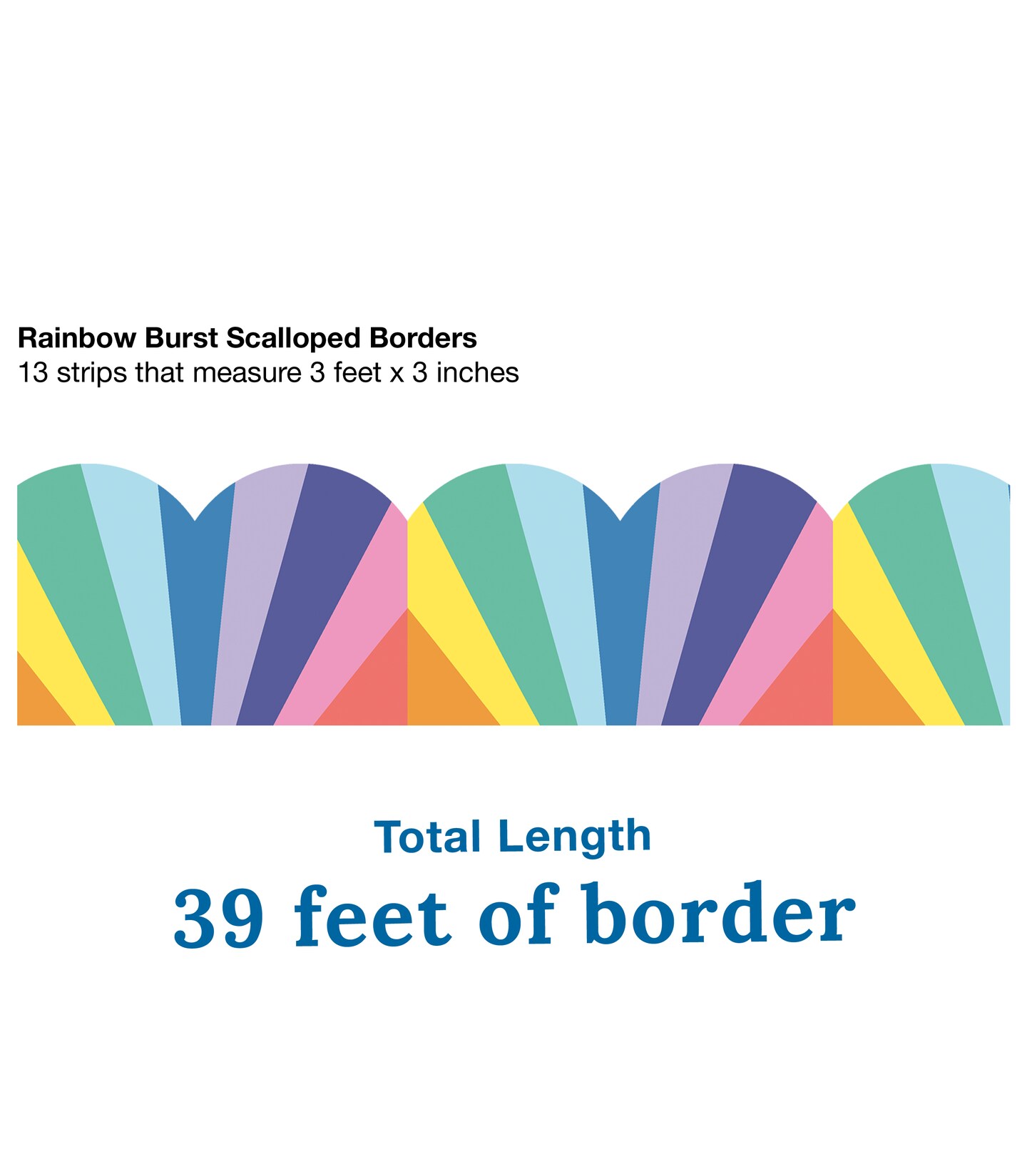 Carson Dellosa We Stick Together 39 Feet Rainbow Burst Bulletin Board Borders, 13 Strips of Scalloped Border Trim, Retro Classroom Borders for Bulletin Board, White Board and Retro Classroom D&#xE9;cor