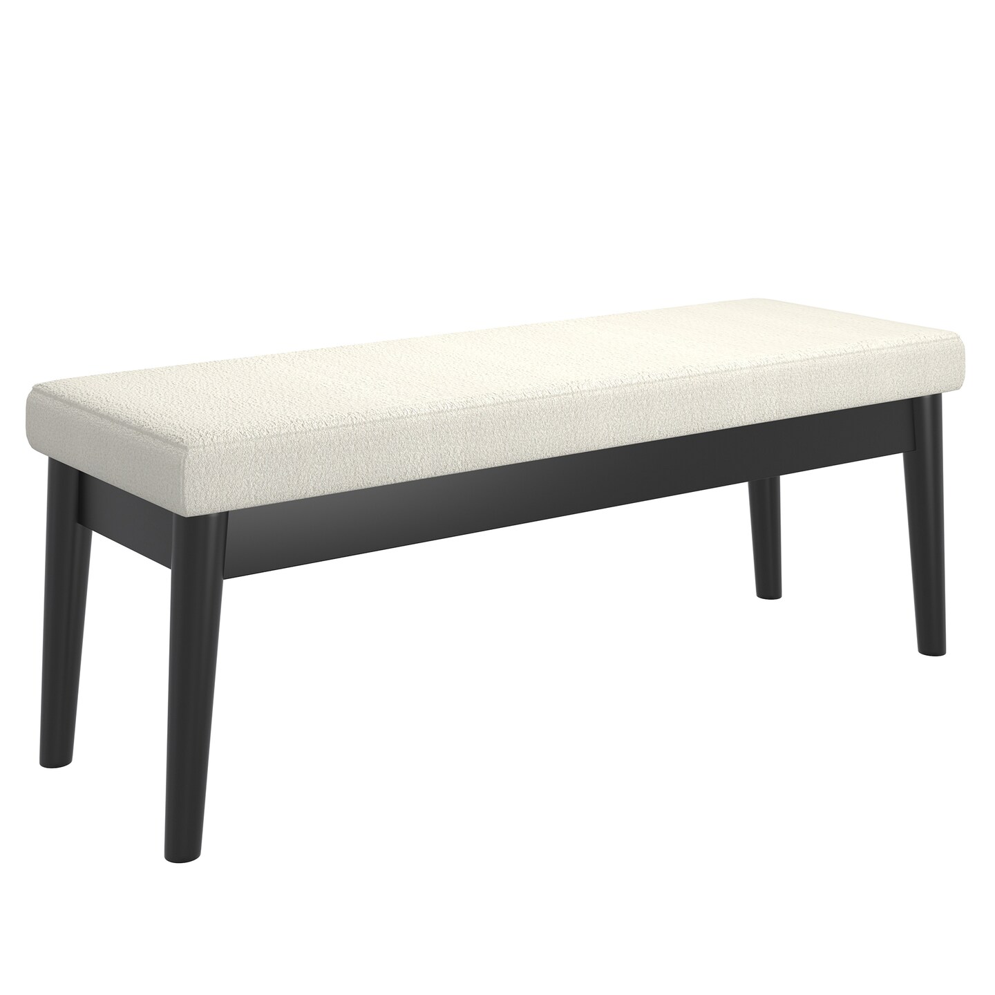 Contemporary Home Living Boucle Upholstered Bench - 48&#x22; - Creme White and Black