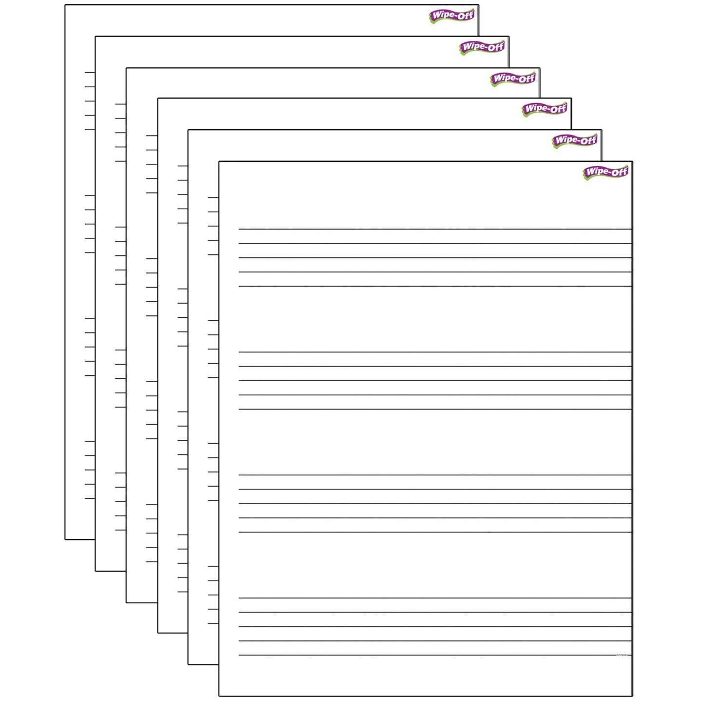 Music Staff Paper Wipe-Off&#xAE; Chart, 17&#x22; x 22&#x22;, Pack of 6