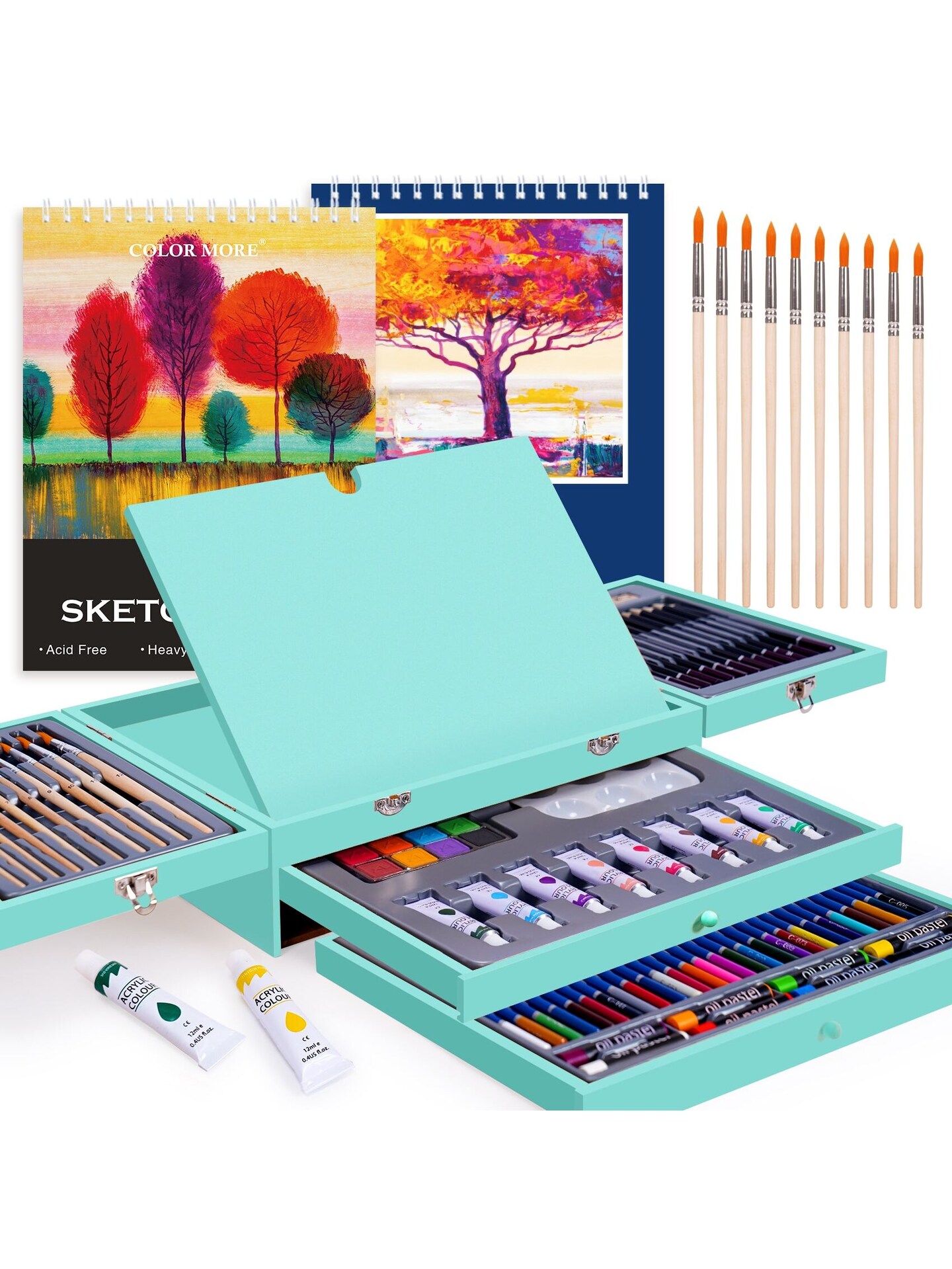 Paint Set,85 Piece Deluxe Wooden Art Set Crafts Drawing Painting Kit with Easel and 2 Drawing Pads, Creative Gift Box for Teens Adults Artist Beginners,Art Kit,Art Supplies