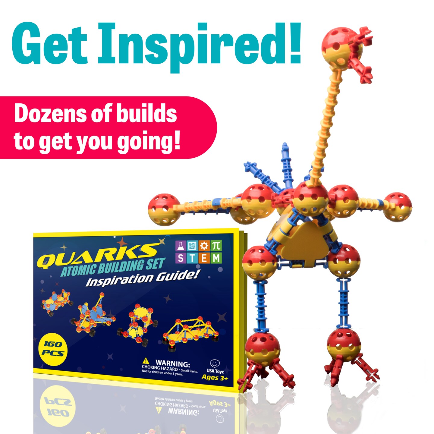 USA Toyz Quarks STEM Building Toys Construction Set - 160 Pc