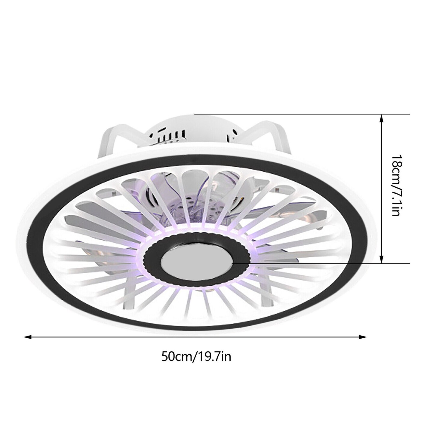 Kitcheniva Modern Semi Flush Mount Lamp Ceiling Fan Chandelier With Remote