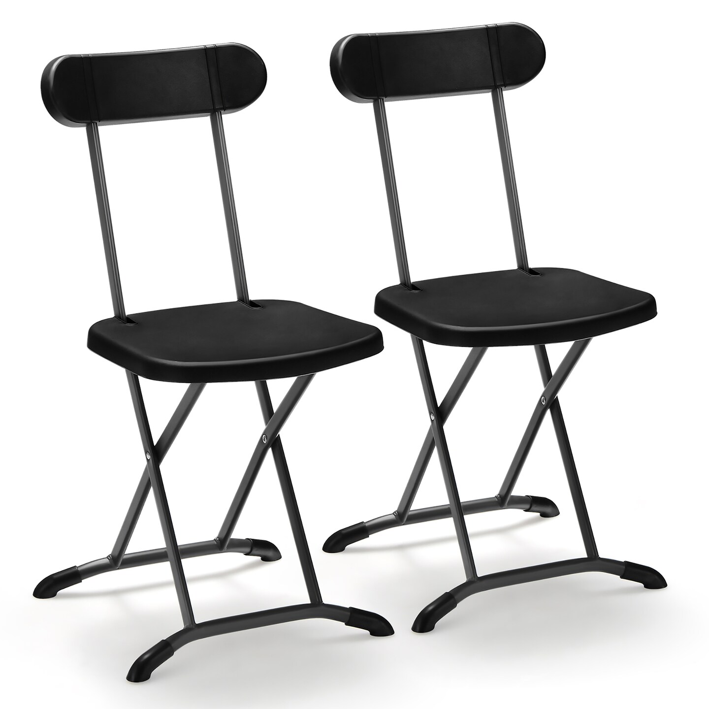 Costway 2-Pack Folding Chair with Metal Curved Feet Wide Seat & Ergonomic Backrest Black/White