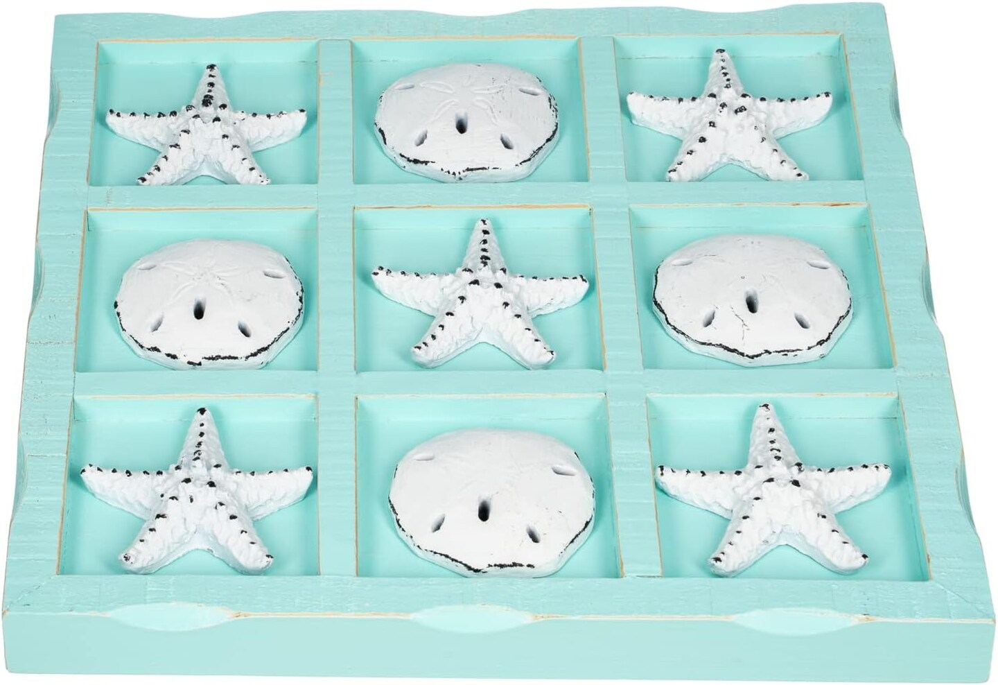 Popular Whitewash Wooden Starfish & Sand-dollar Tic Tac Toe Set - Very Nice!