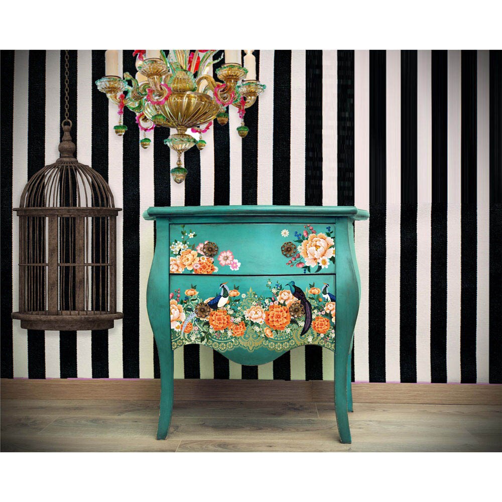 Redesign With Prima Decor Transfers - Cece Pheasants & Peonies - total sheet size 24"x 35" , cut into 2 sheets 655350657130