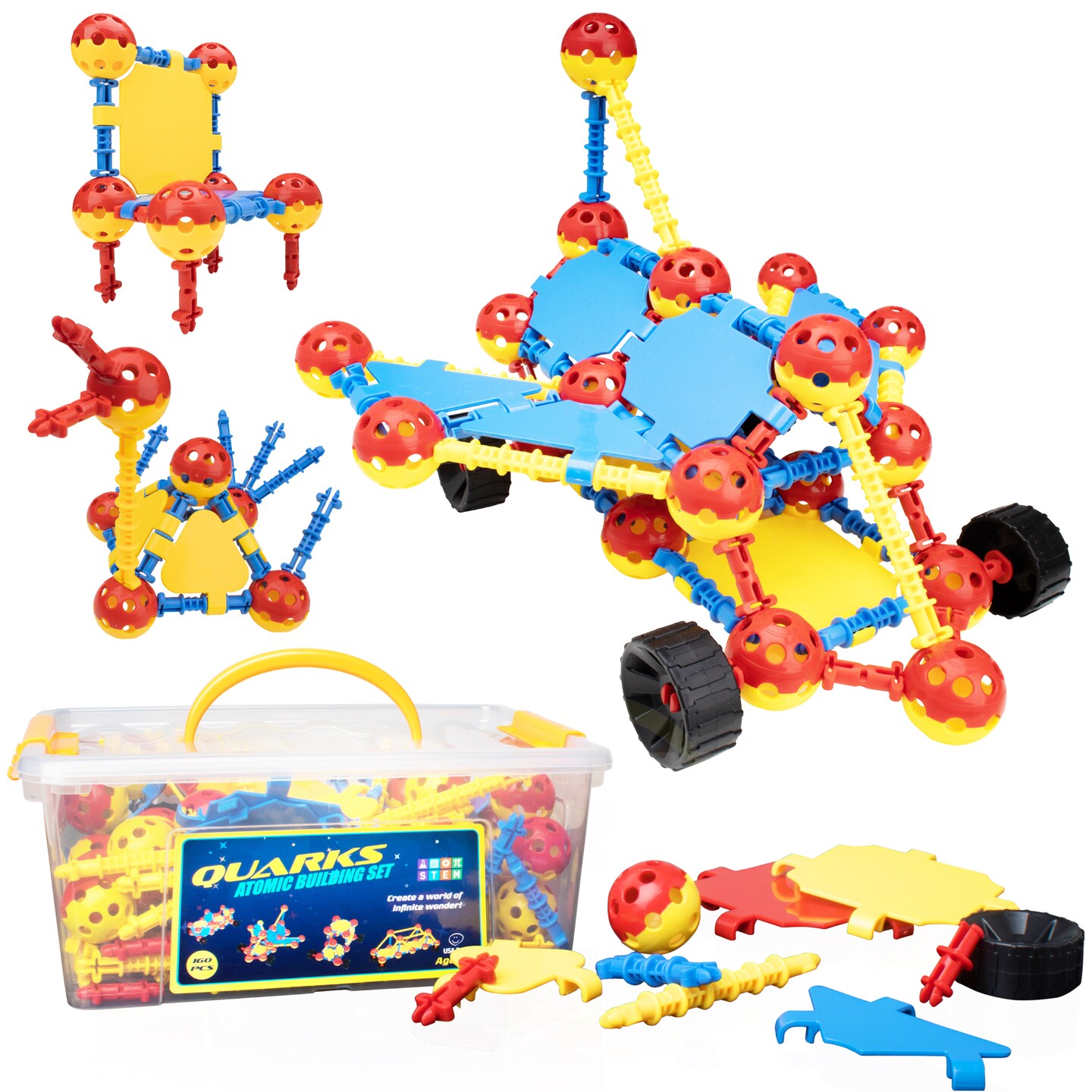 USA Toyz Quarks STEM Building Toys Construction Set - 160 Pc