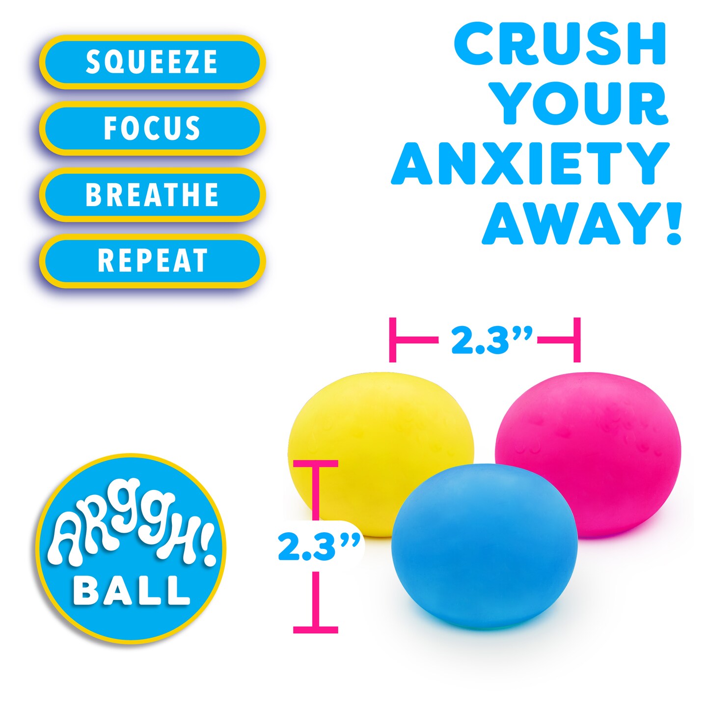 Power Your Fun Arggh Mini Stress Balls for Adults and Kids - 3pk