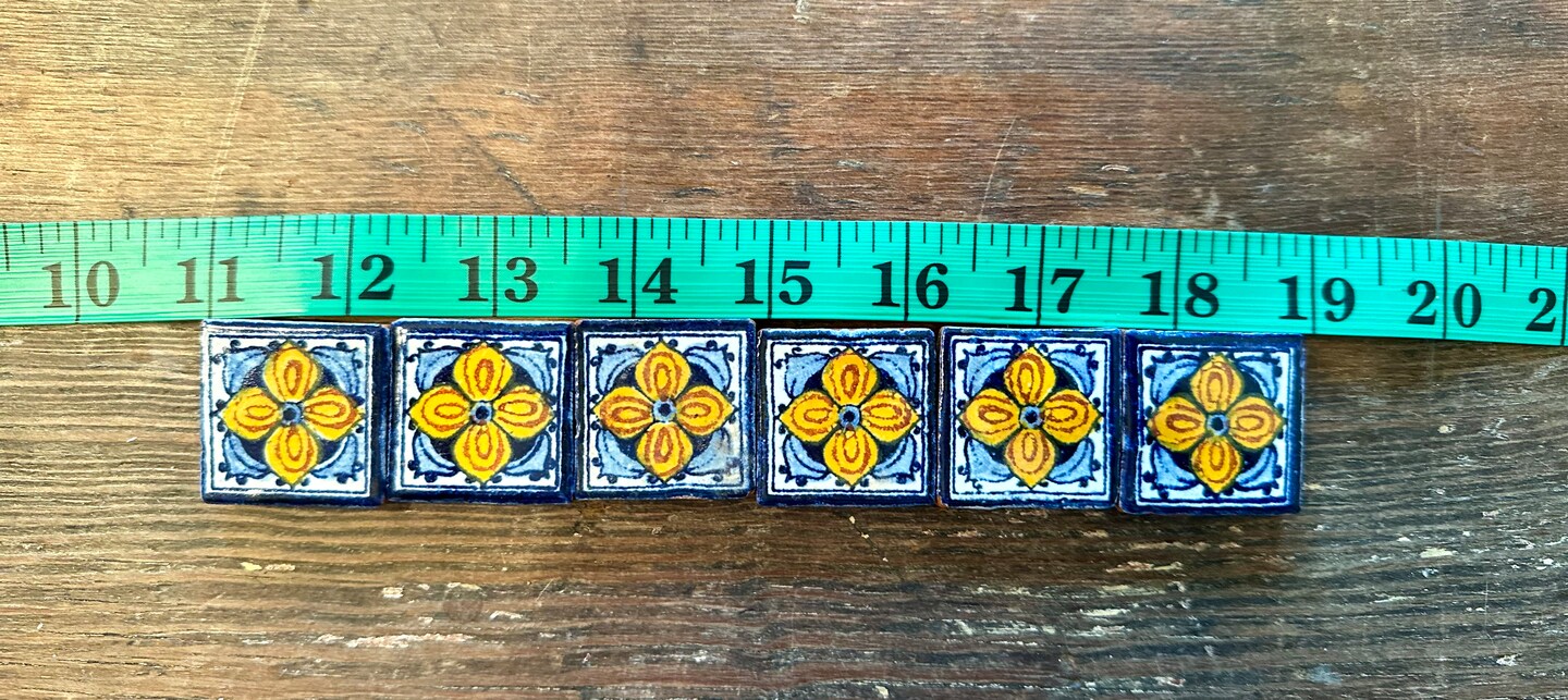Handmade Mexican Talavera Tile - Blue & White Mosaic Backsplash, Decorative Clay Tile 10 thumbnail image