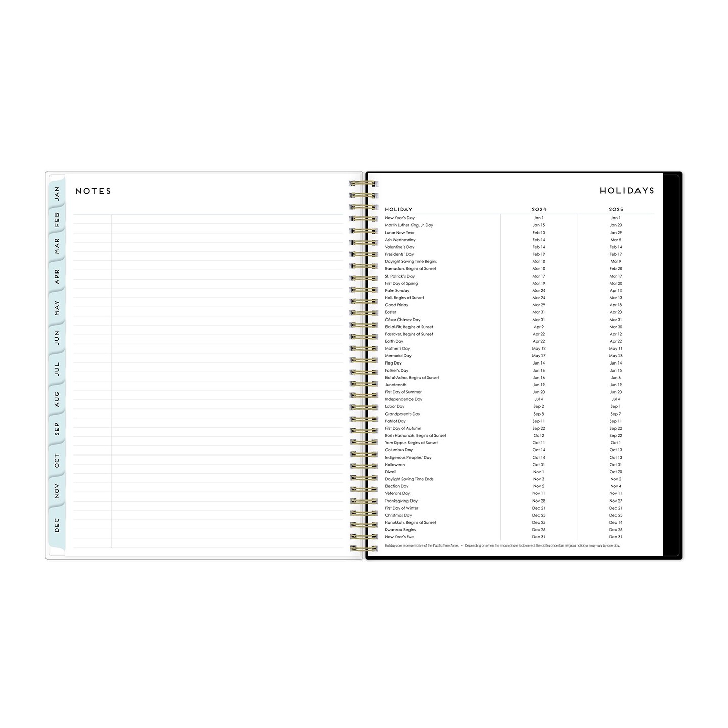 2024 Weekly and Monthly Planner, January - December, 8.5&#x22; x 11&#x22;, Clear Pocket Cover, Wirebound, Baccara Dark (110211-24)