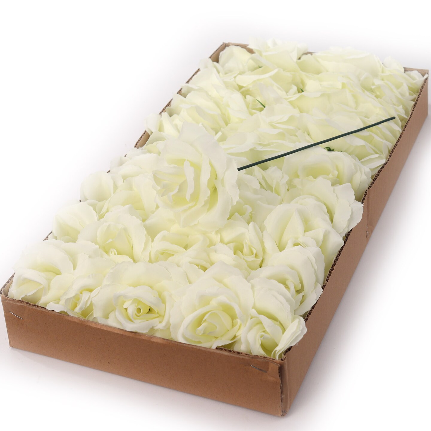 Box of 50 Cream White Rose Picks, Silk Blooms, Floral Picks (8"L X 3"W