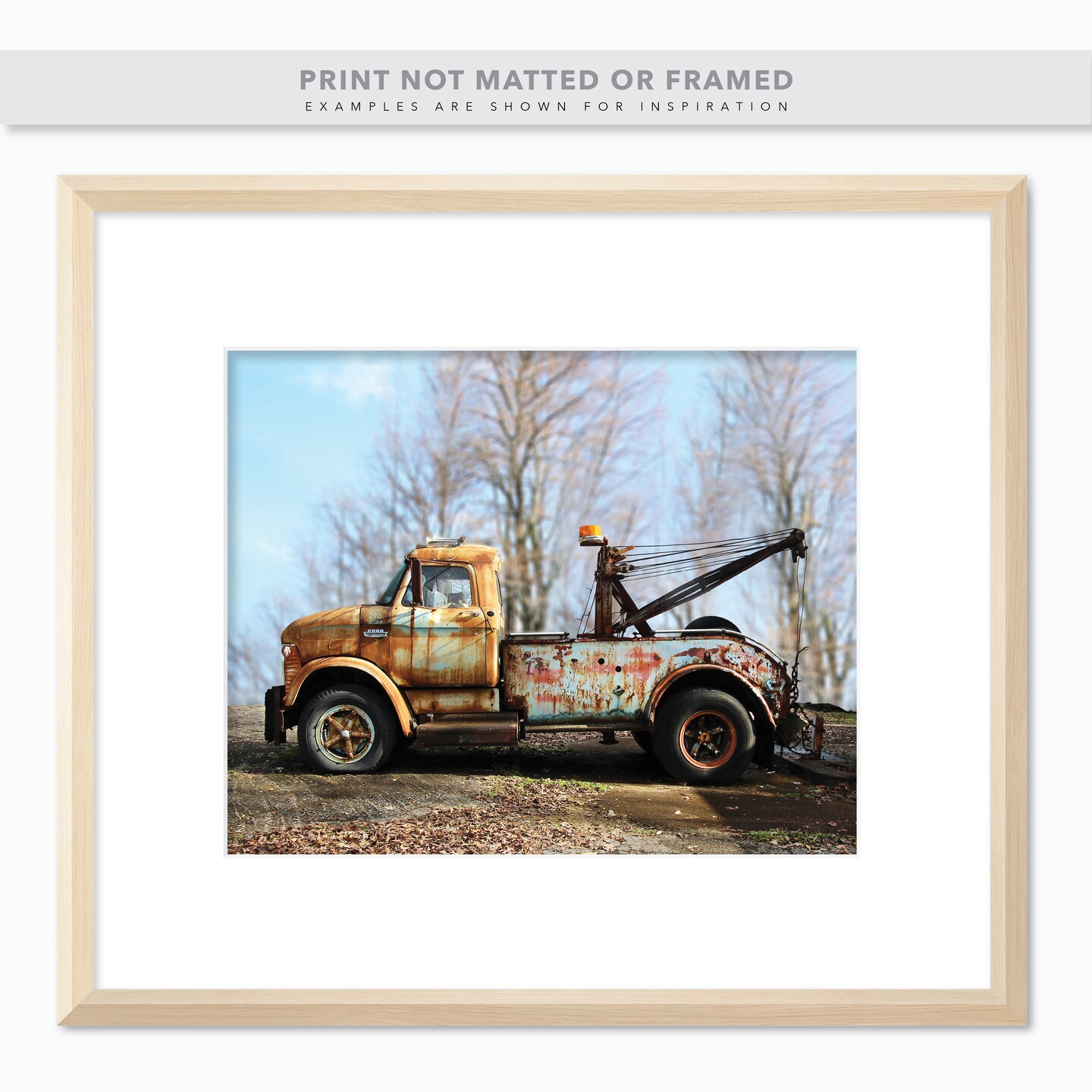 Old Ford Wrecker - Rusted Aqua Paint - Rustic Rural Old Tow Truck