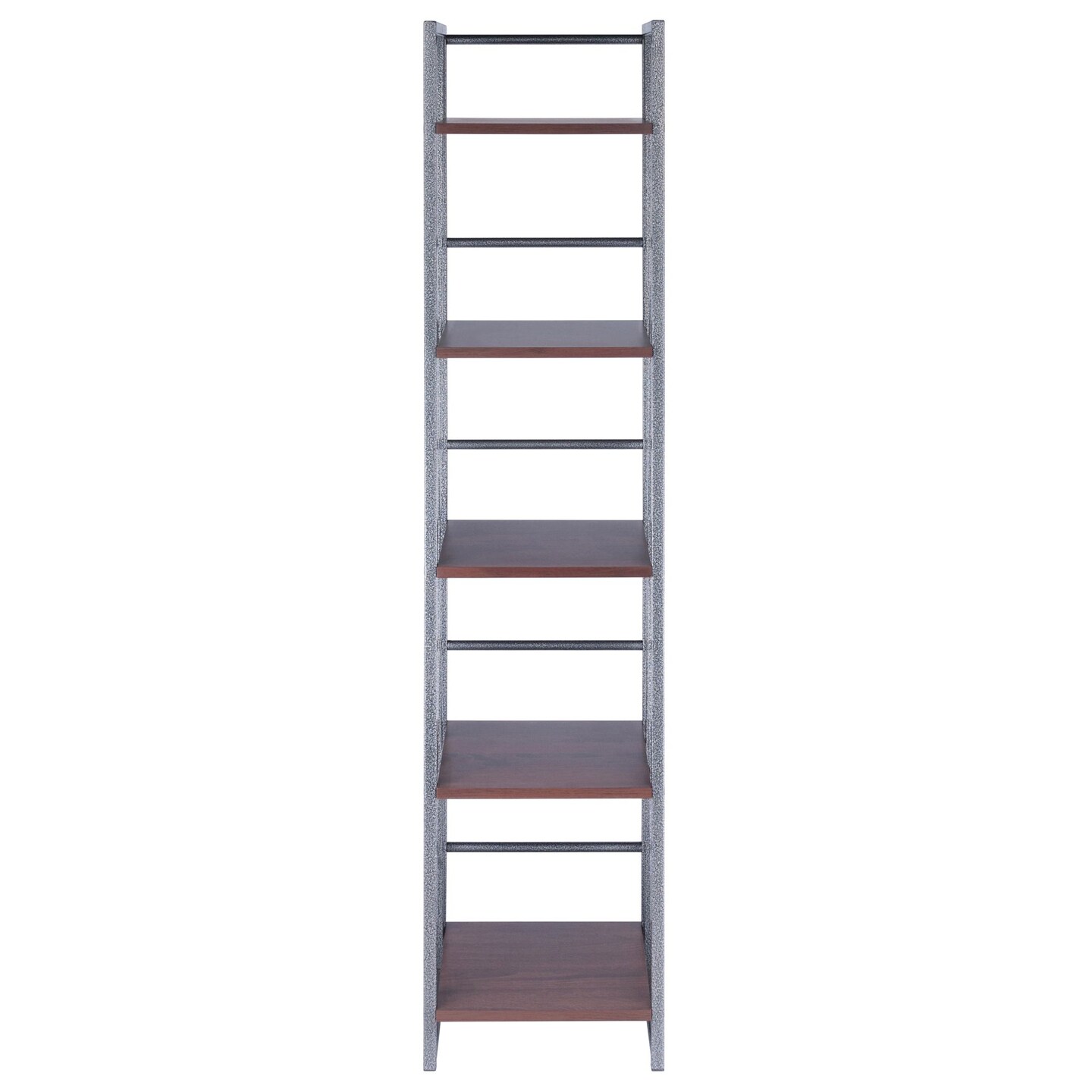 Contemporary Home Living 5 Tier Tall Storage Shelf - 61.5&#x22; - Graphite and Walnut