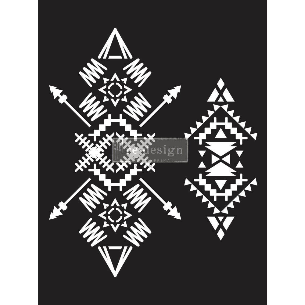 Redesign With Prima Decor Stencils - Tribal Imprint - 1 pc, sheet size 9"x12" 655350656652