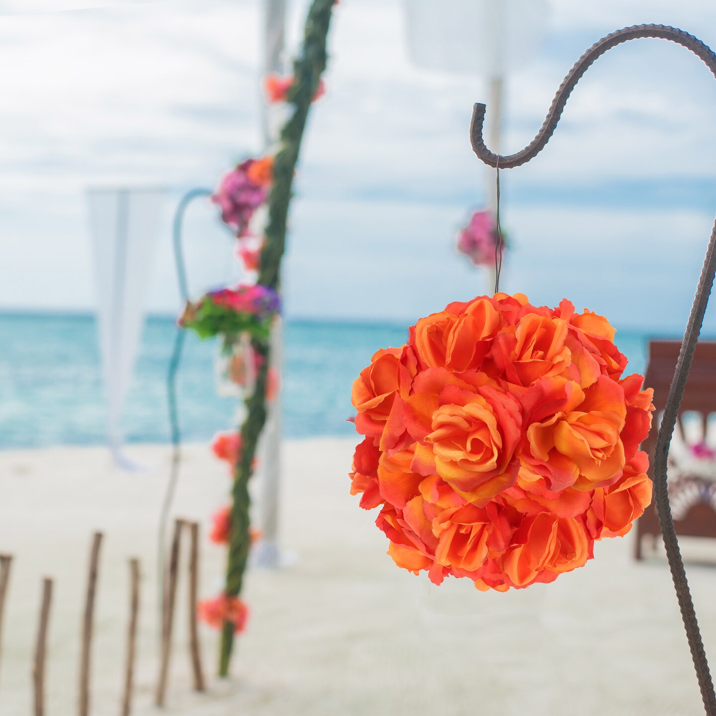 100-Pack: Orange Silk Rose Picks, 8" Stems, 3" Wide by Floral Home®