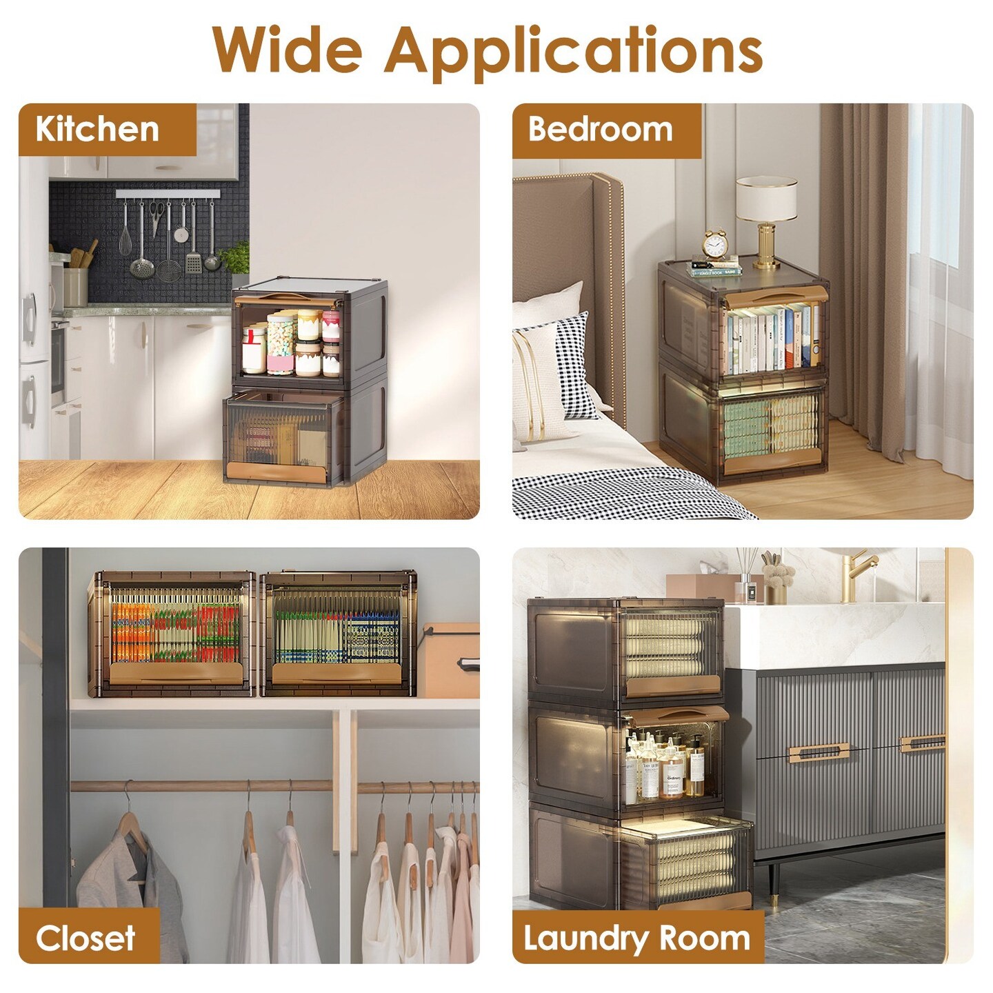 16.5L Stackable Storage Bin Plastic Drawer with Lid Closet Organizer Two Ways Opening Storage Box