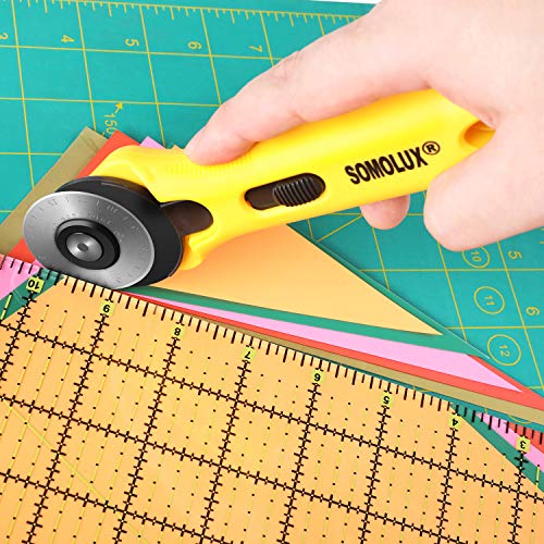 Rotary Cutter with 45 mm 5 Pieces Replace Blades for Quilting Scrapbooking Sewing Arts Crafts, Sharp and Durable