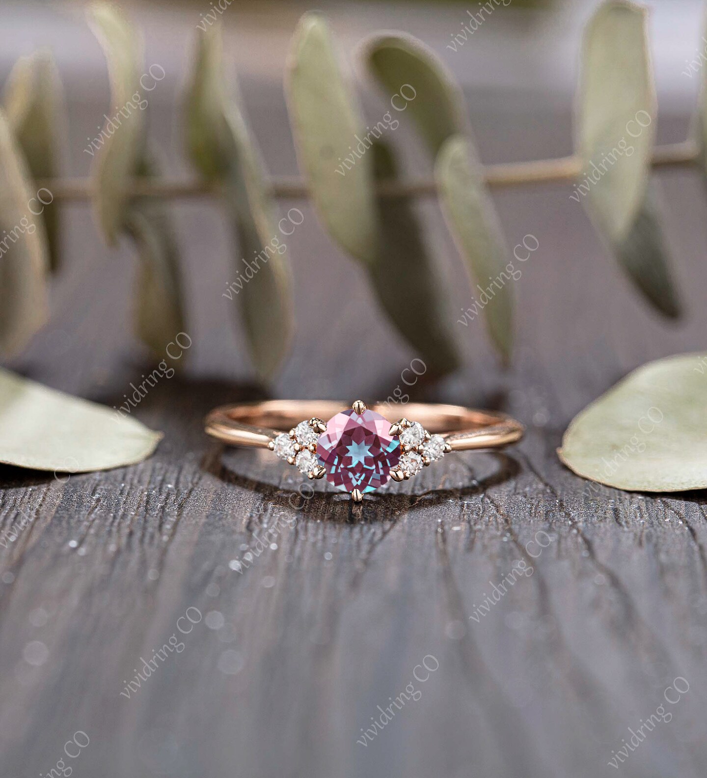 Alexandrite Engagement Ring Rose Gold buy wedding Ring Anniversary Statement Ring For Her Bridal Ring Unique Promise Proposal Ring Gift For Mom