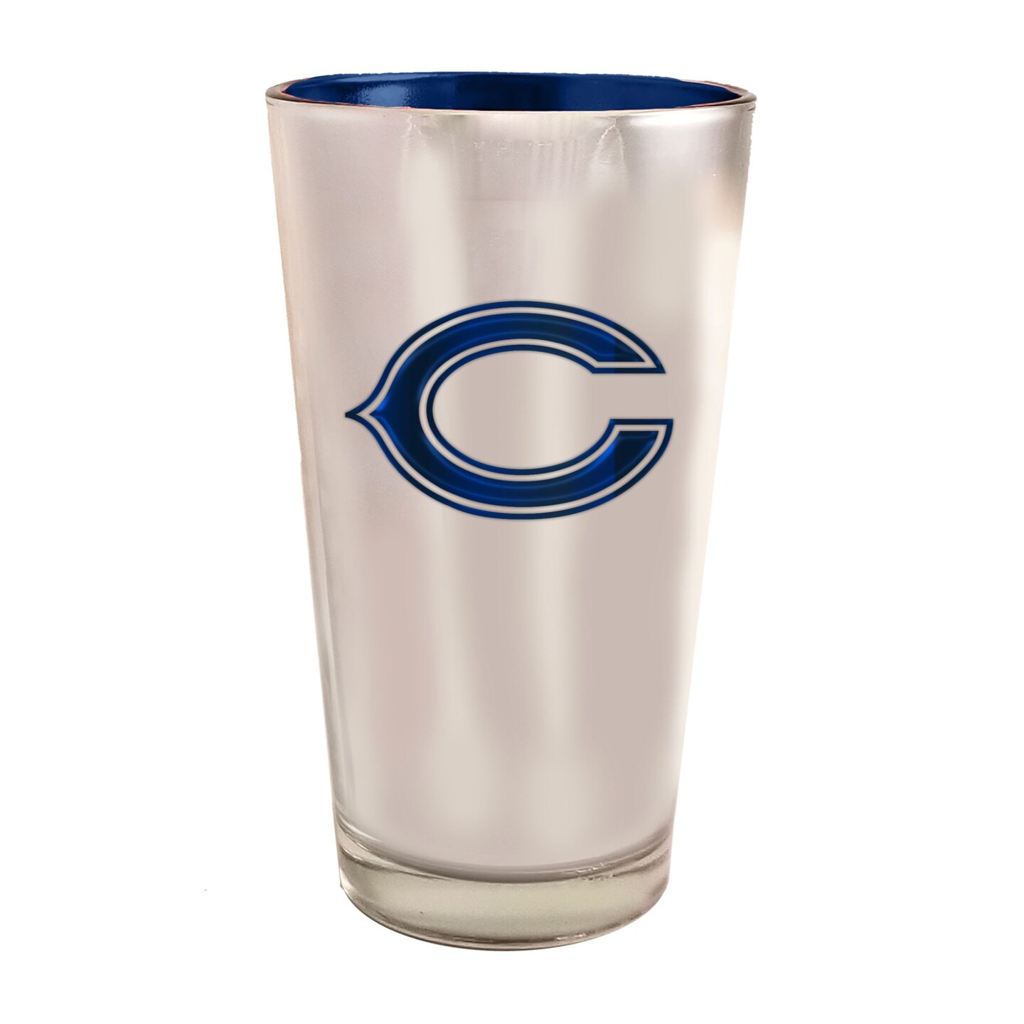 The Memory Company 5.75" Silver and Blue NFL Chicago Bears Electroplated Pint Glass 16 oz.