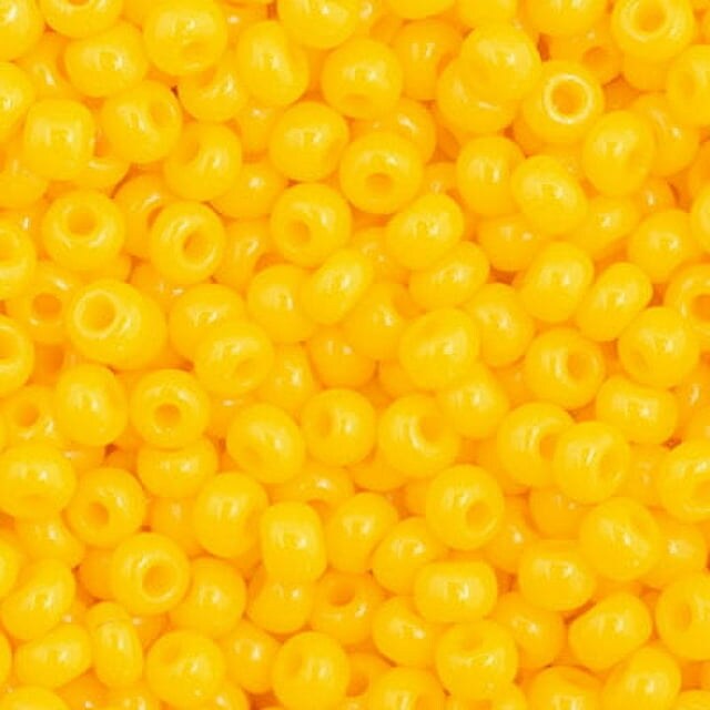 John Bead 11/0 Opaque Golden Yellow Czech Glass Seed Beads, 23g
