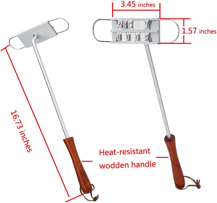 Custom BBQ Branding Iron with 60+ Letters Personalized Branding Iron Stamp for Meat Barbecue Steak Names Press Tool for Grilling