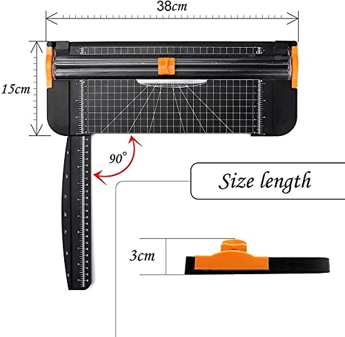 Paper Cutter Trimmer Small: 12 Inch Crafting & Scrapbooking Supplies for A4 Cardstock Photo Label with Automatic Security Safeguard and Foldable Ruler