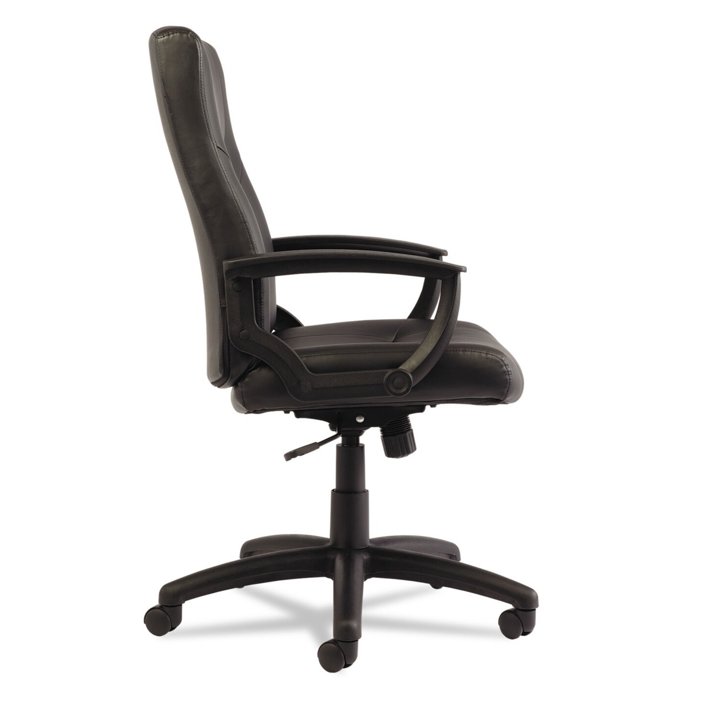 Alera YR Series Executive High-Back Swivel/Tilt Leather Chair, Supports up to 275 lbs, Black Seat/Black Back, Black Base