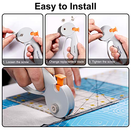 45 mm Rotary Cutter for Fabric:Safety Lock with Ergonomic Classic Comfortable Handle Suitable for Crafting Sewing Quilting Crafts Includes Extra 5pcs 45mm Replacement Blade