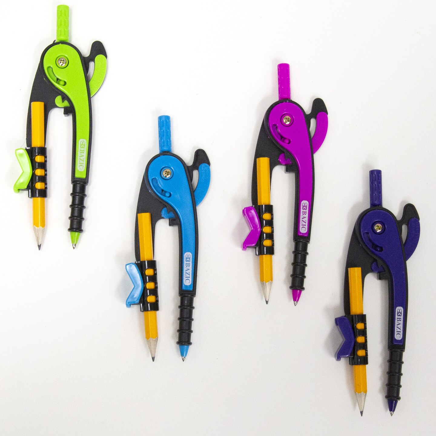 BAZIC Scale-Arm Compass w/ #2 Wood Pencil & 6" Protractor Set