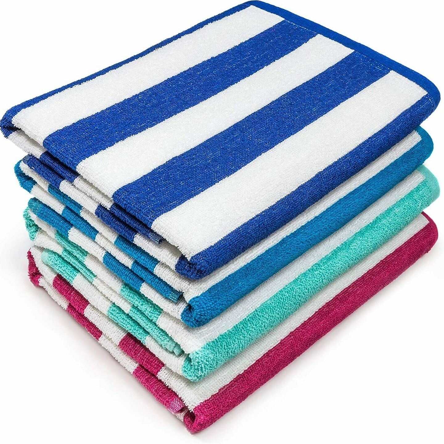 Bargain Hunters 2-Pack Ultra-Soft 100% Cotton Jumbo Assorted Striped Pool Cabana Beach Towels