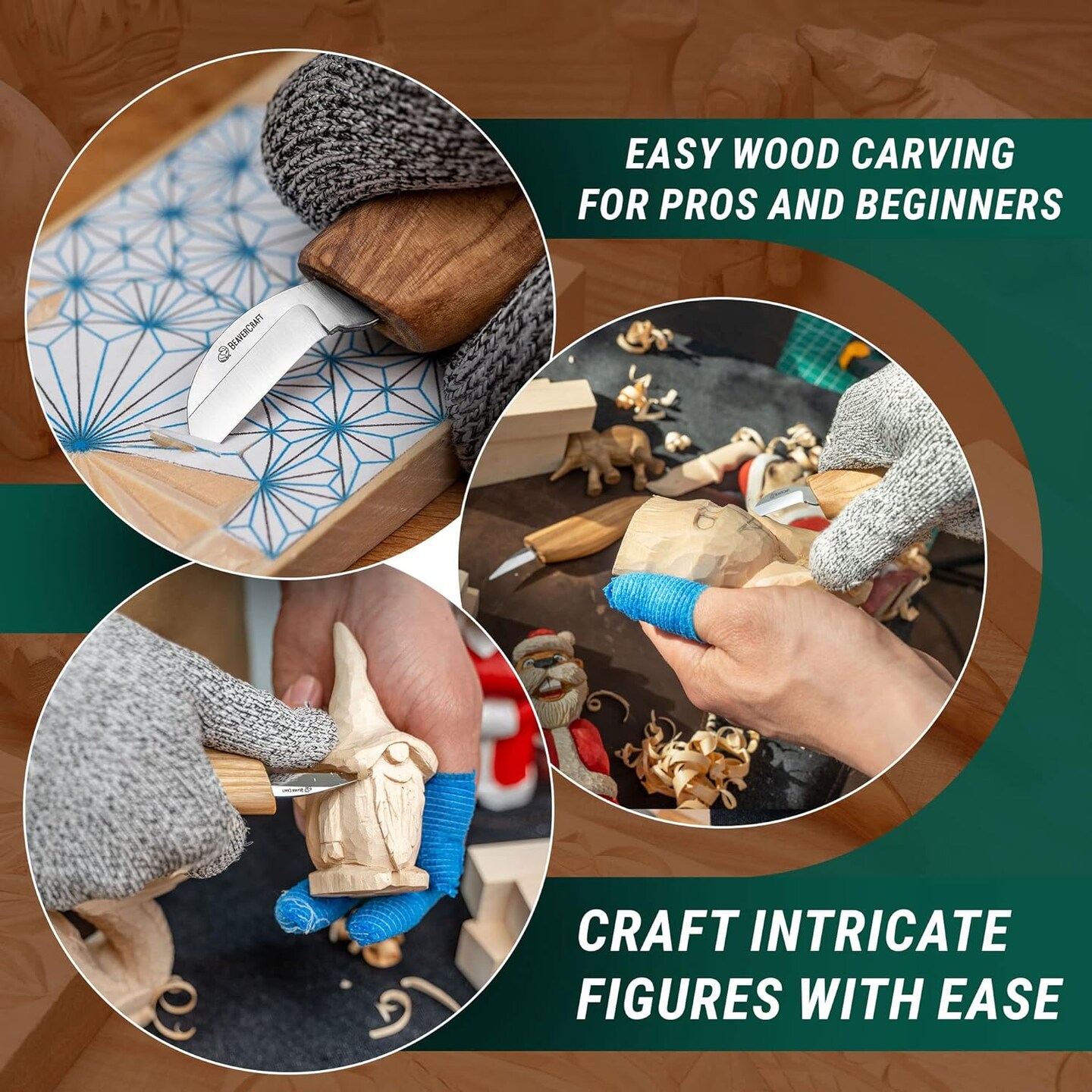 BeaverCraft S16 Wood Whittling Kit for Beginners Kids and Adults with Basswood Blocks Video Tutorial - Wood Carving Kit Tools Gift Set Beginner Wood Carving Knife Chip Carving Woodworking Widdling Kit