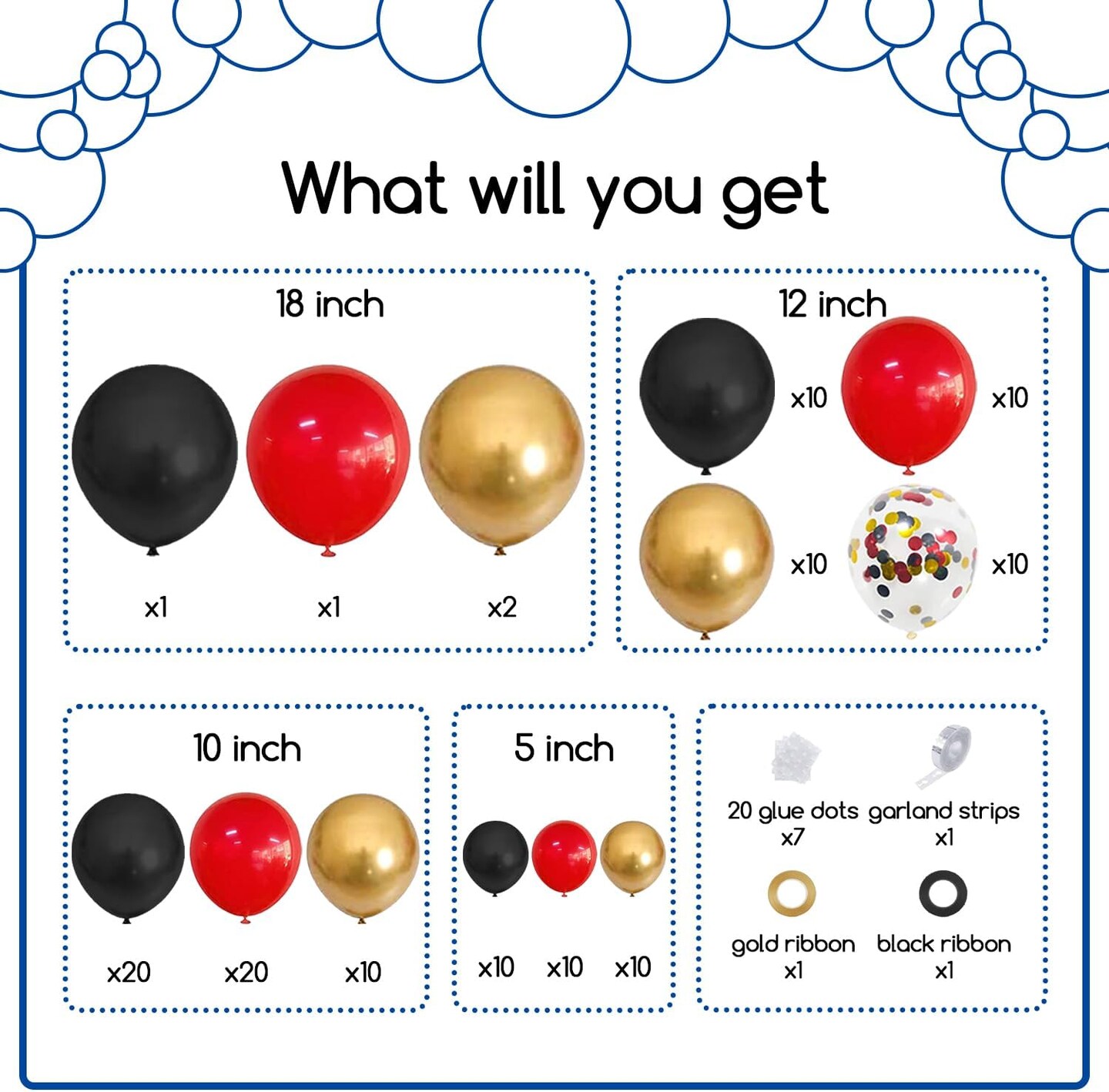 Red Black and Gold Balloons Garland Kit, 124pcs Red Black Metallic Gold Confetti Balloon Arch Kit for Wedding, Birthday Graduation Baby Shower Celebrations Anniversary Party Decorations