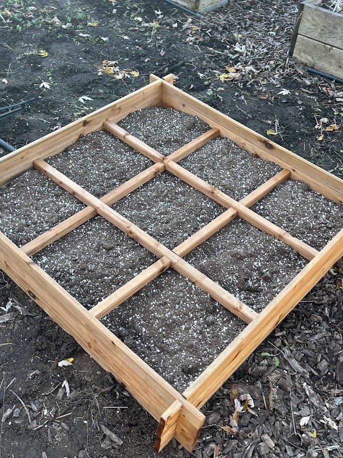 Wood Raised Garden Bed - with Grid