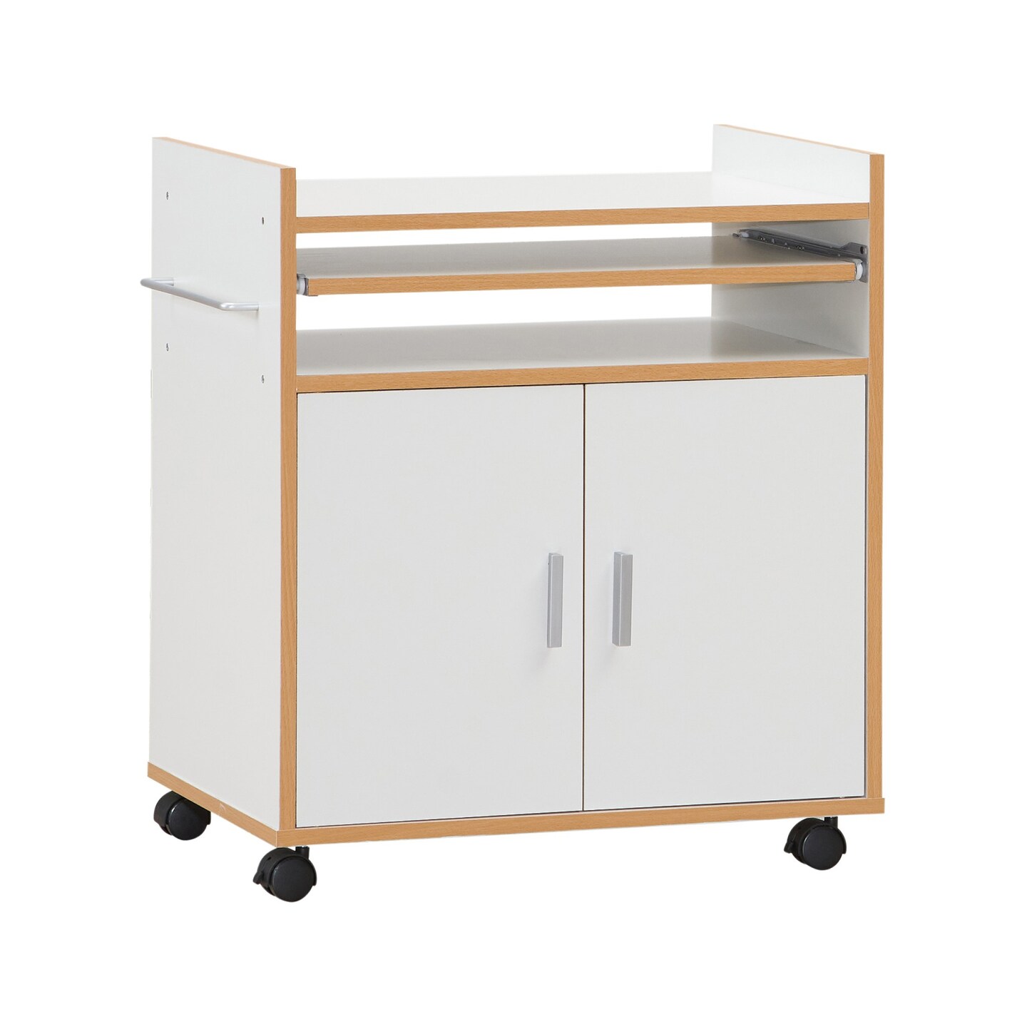 Rolling Kitchen Trolley Microwave Cart Storage Cabinet with Removable Shelf