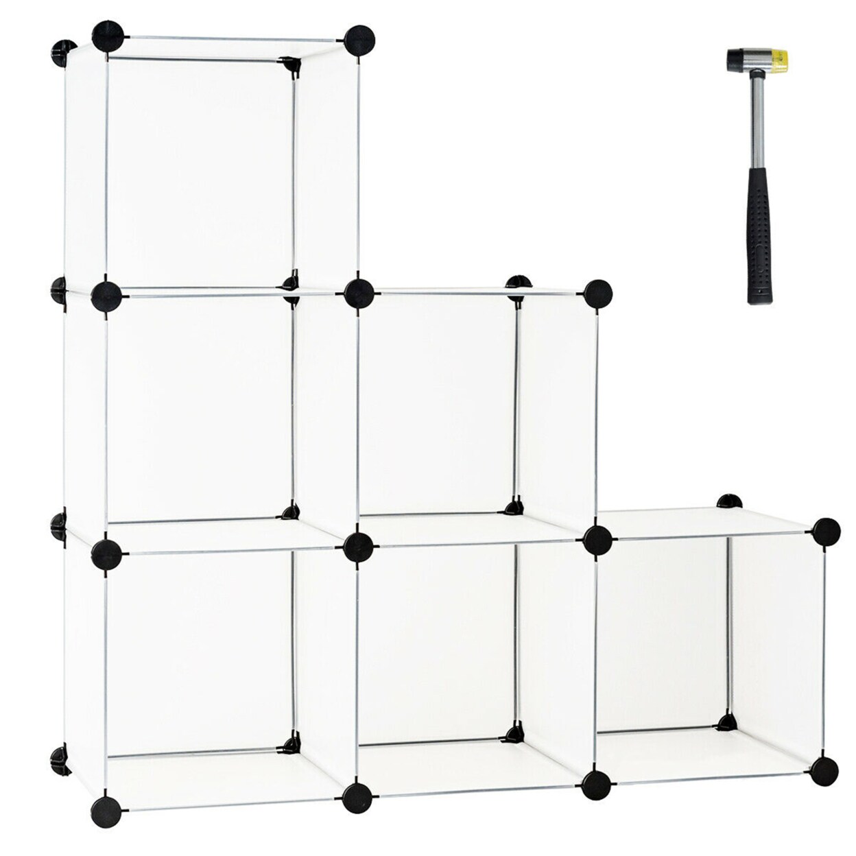 Gymax 6 Cube Storage Organizer Plastic Organizer Units w/ Steel Frame