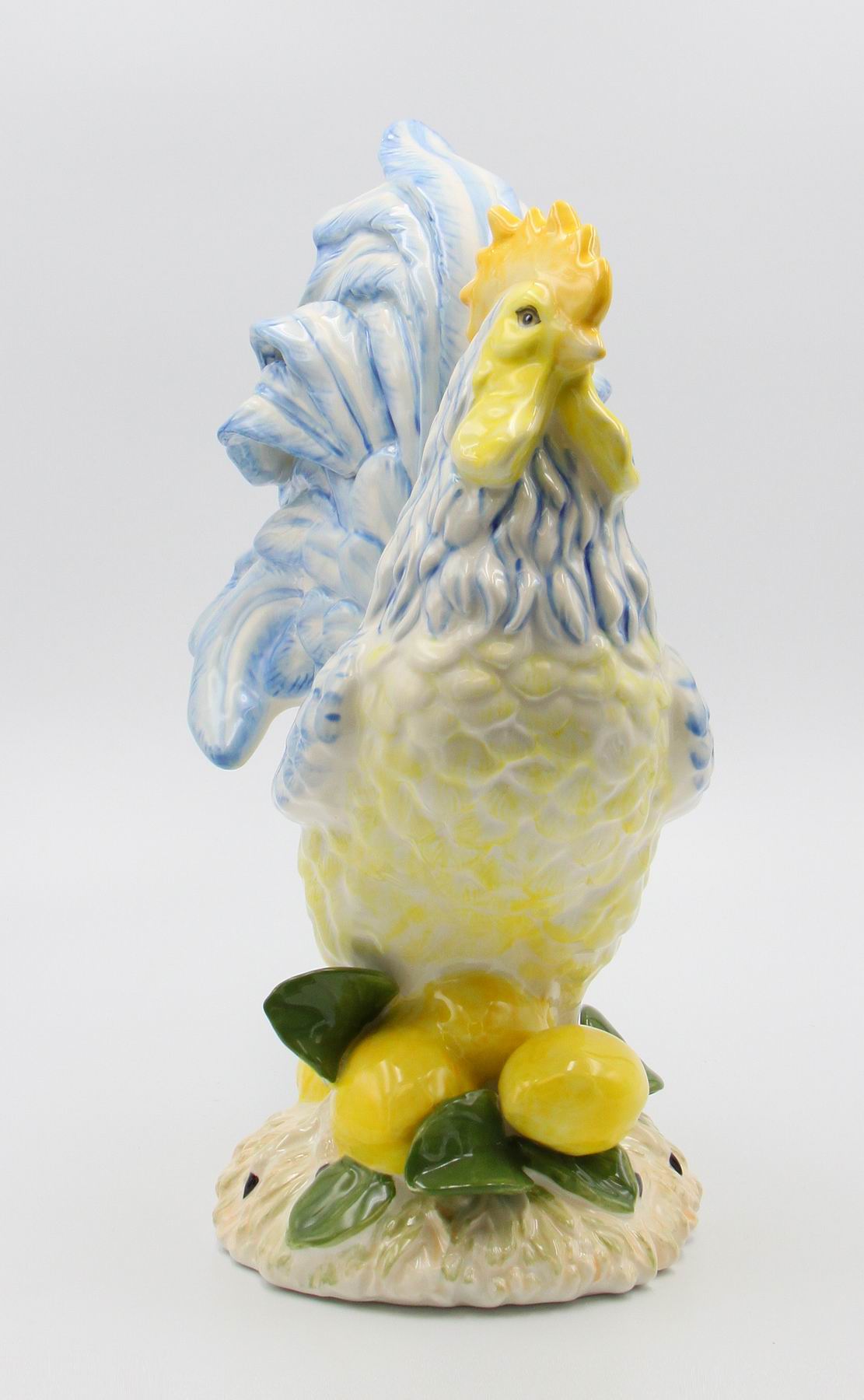 Ceramic Lemon Blue and Yellow Rooster Statue, Home D&#xE9;cor, Gift for Her, Gift for Mom, Kitchen D&#xE9;cor, Farmhouse D&#xE9;cor, Fall Decor