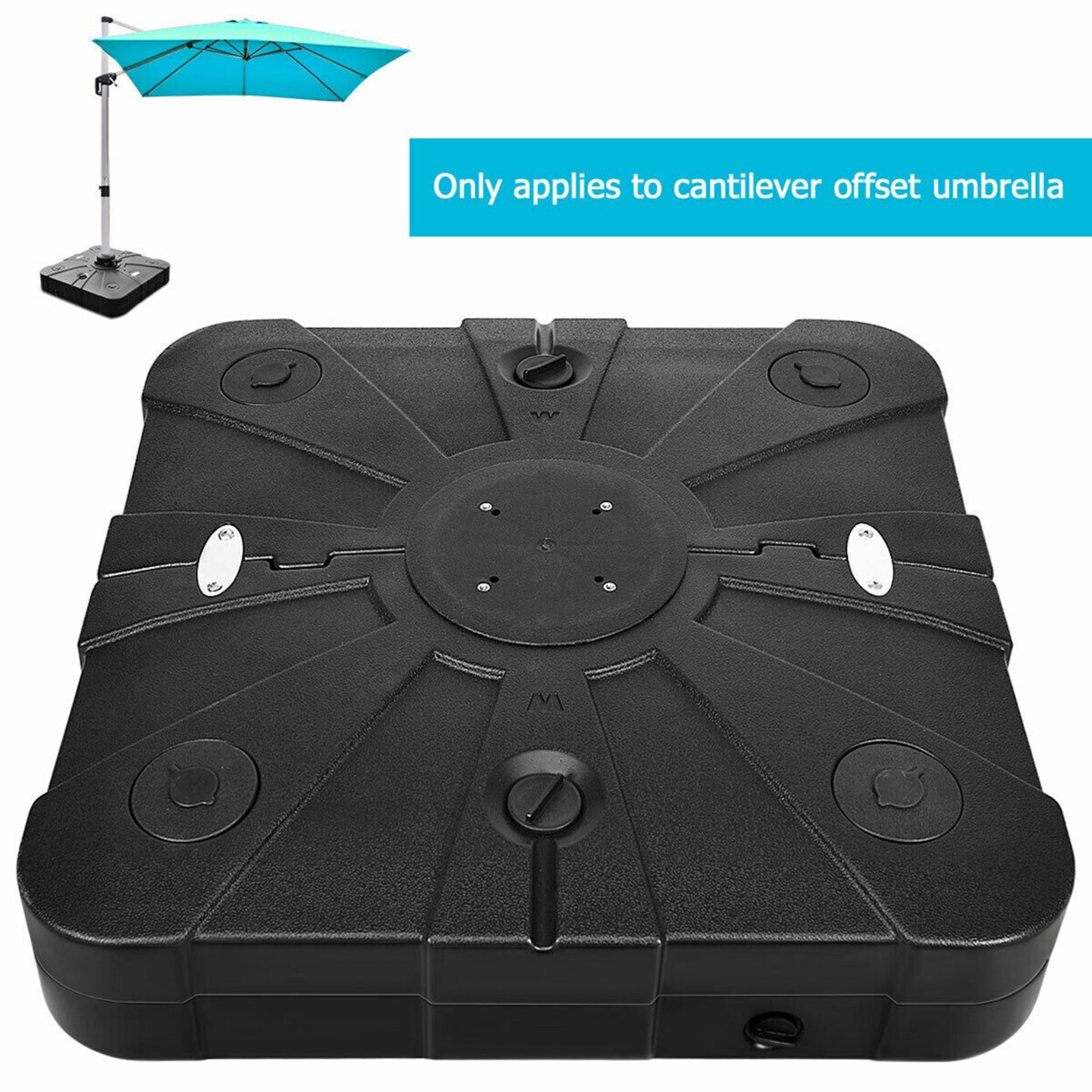 Patio Umbrella Stand Base Weight 4 Wheels W/Cross Base Black