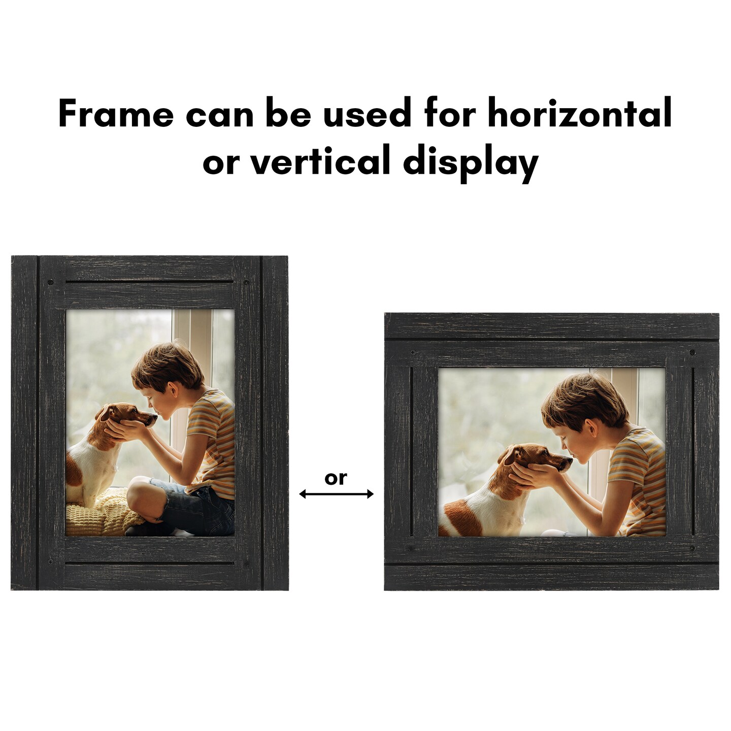 Americanflat Rustic Picture Frame - Modern Photo Frame for Unique Farmhouse Look - Polished Glass Cover - Hanging Hardware with Horizontal and Vertical Display - Includes Easel