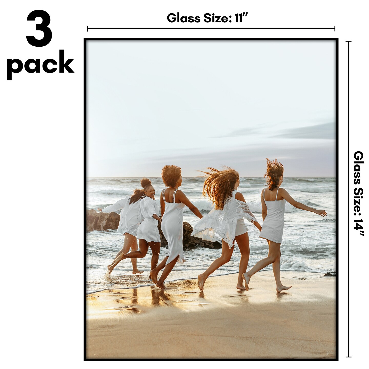 Americanflat Front Loading Picture Frame Set - Set of 3 - Multi Picture Frames - Perfect for Photos and Wall Decor - Shatter Resistant Glass - Hanging Hardware with Snap-Out Easel