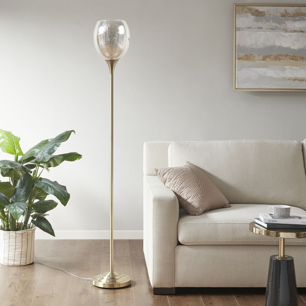 Gracie Mills   Uplight Floor Lamp with Mercury Glass Shade