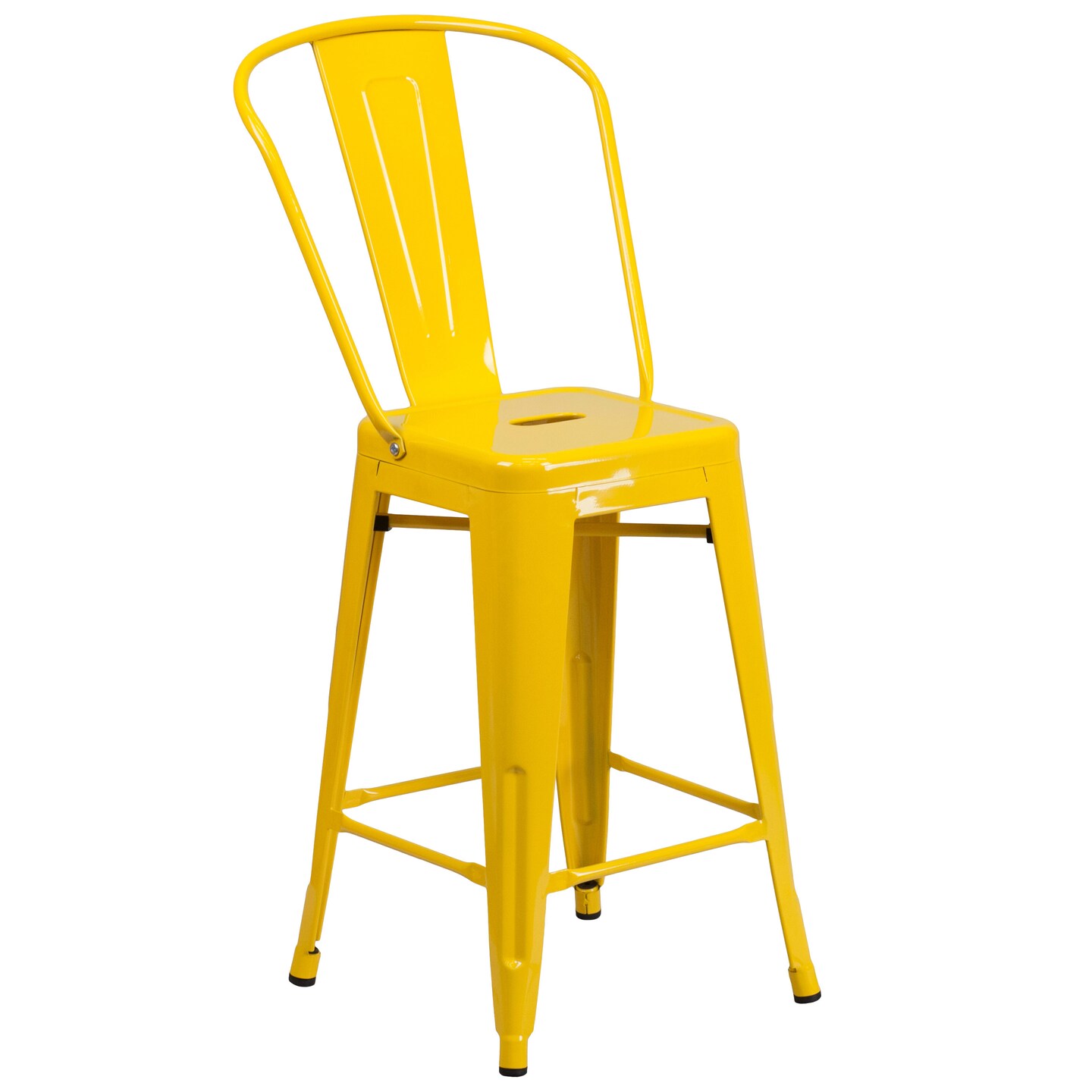 Merrick Lane Dothan Series Metal Stool with Removable Back for Indoor-Outdoor Use