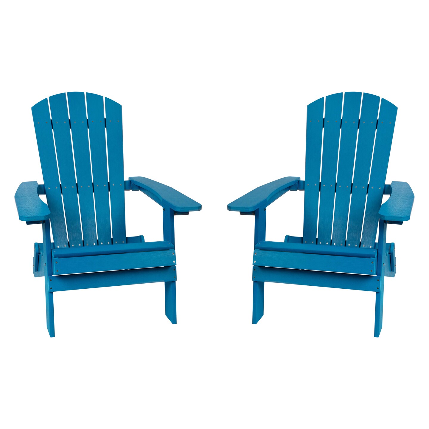 Merrick Lane Set of 2 Riviera Poly Resin Folding Adirondack Lounge Chair - All-Weather Indoor/Outdoor Patio Chair